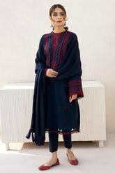 JAZMIN - 3PC DHANAK EMBROIDERED SHIRT WITH Dhanak SHAWL AND TROUSER - HZG1300